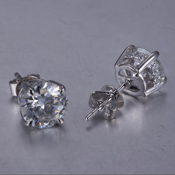 18k White Gold Round Lab Diamond Earrings