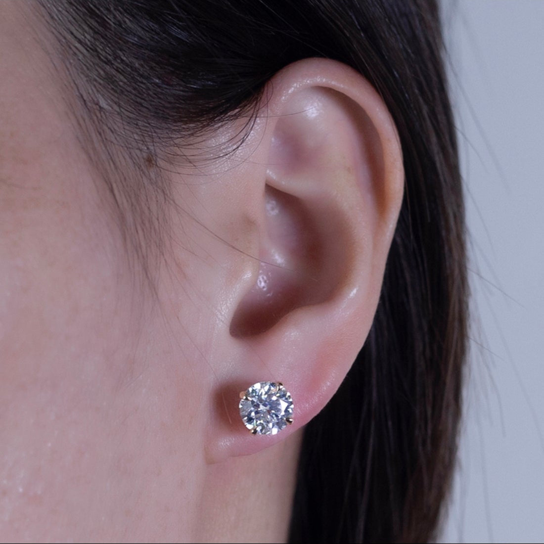 18k White Gold Round Lab Diamond Earrings
