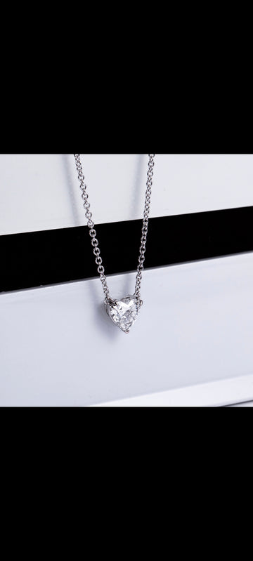 9k White Gold Heart Lab Diamond Necklace