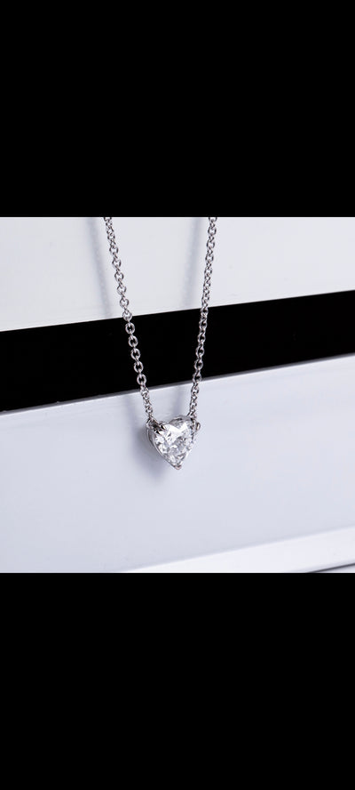 9k White Gold Heart Lab Diamond Necklace