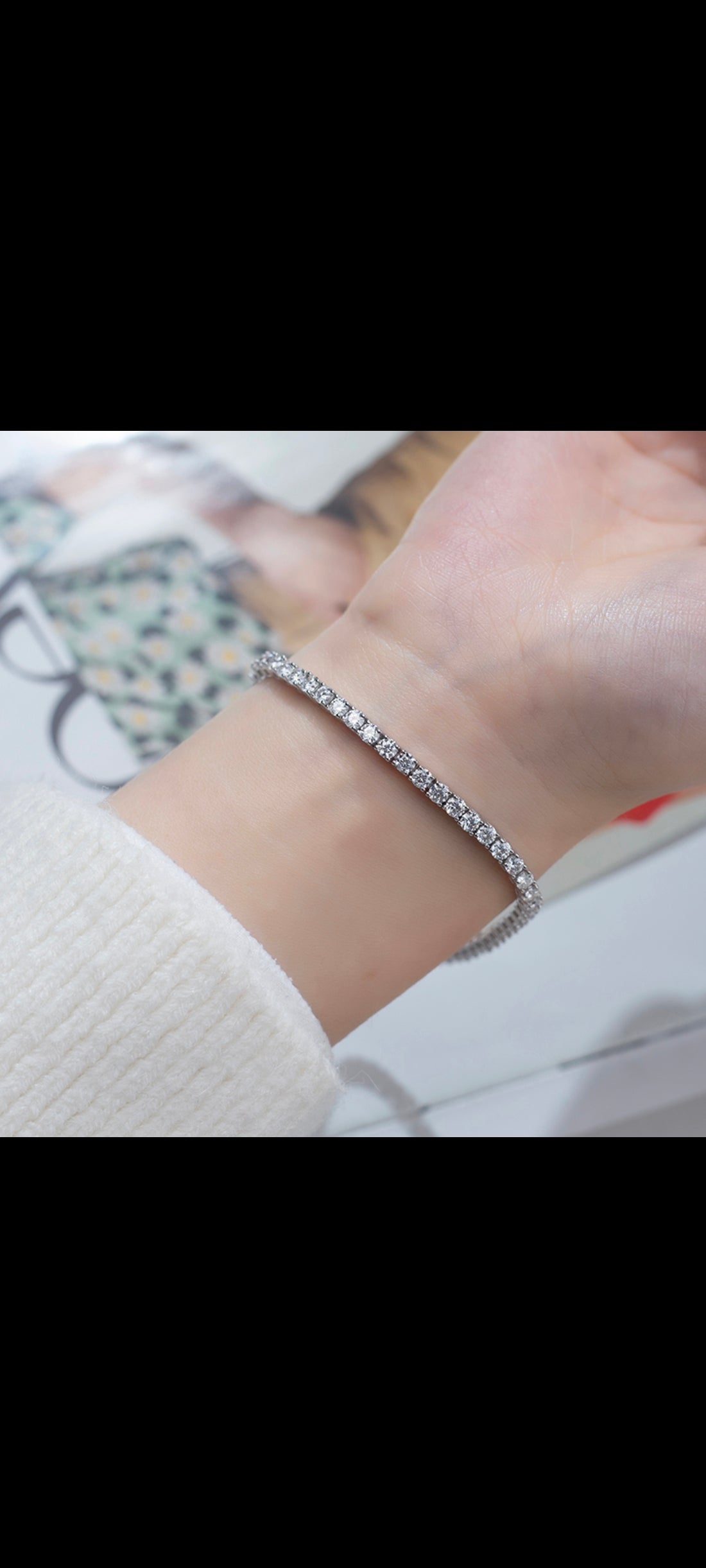 Pt960 Round Lab Diamond Tennis Bracelet