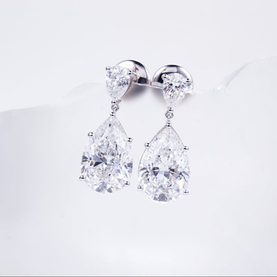 9k White Gold Pear Lab Diamond Earrings